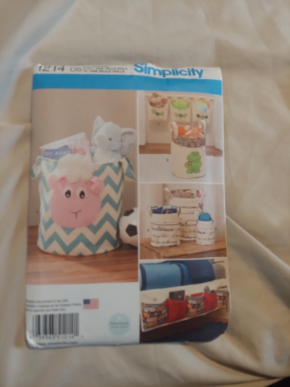 Simplicity 1214 Storage Baskets Nursery Organizers Bedside Caddy Sewing Pattern